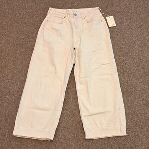 NEW Ted Baker London Wide‎ Crop Culotte Denim Jeans White/Pink Womens 29 $175